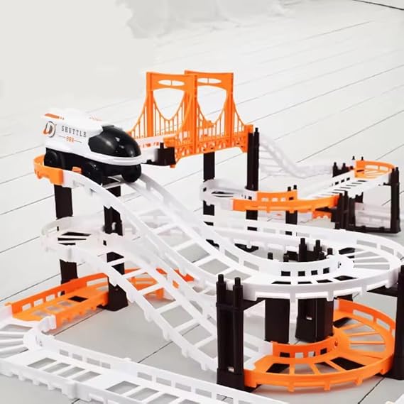 Outer Space Race Track Set with Bridge & Astronauts – Fun Building Toy for Kids