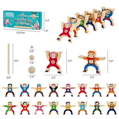 Moopok Wooden Stacking Toys,16Pcs Circus Hercules Acrobatic Troupe Interlock Toy